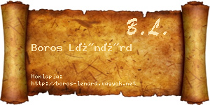 Boros Lénárd névjegykártya